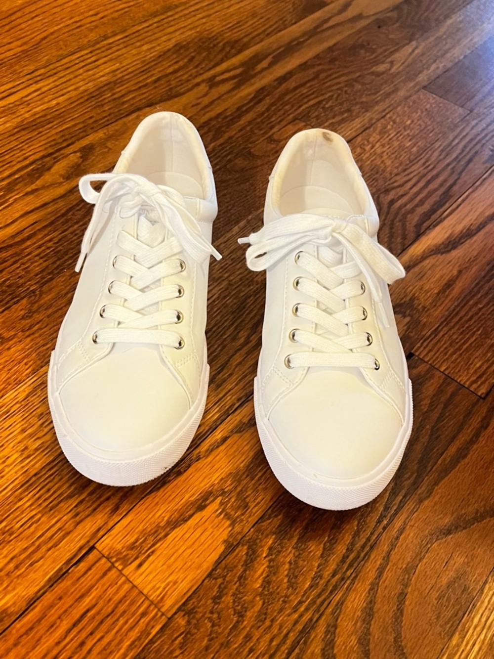 Nine West White Low-Top Lace-Up Sneakers